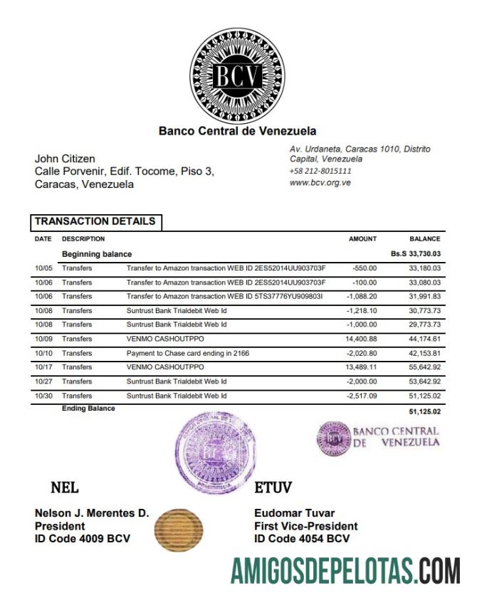 Venezuela Banco Central De Venezuela amostra